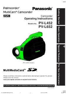 Panasonic PV L 452 manual. Camera Instructions.